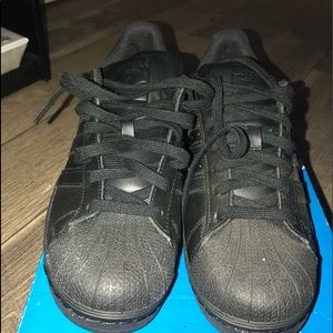 Adidas all black superstars